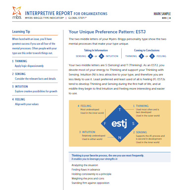 Contoh laporan MBTI Interpretive Lengkap